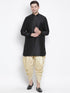 Vastramay Men's Black Silk Blend Curved Kurta Dhoti Set